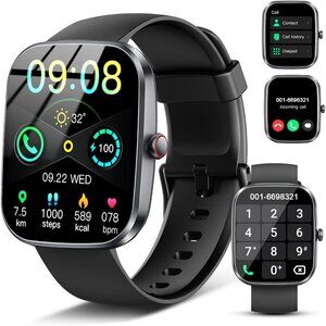 Men's Deep Black Fitness Activity Tracke with Pedometer Comfortable Smartwatch